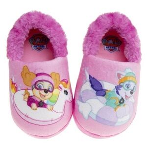 Nickelodeon Paw Patrol Everest and Skye Girls Size 9-10 Pink Slippers NWOT